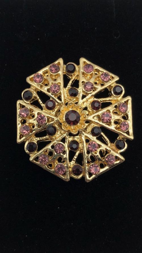 Purple Rhinestone Brooch