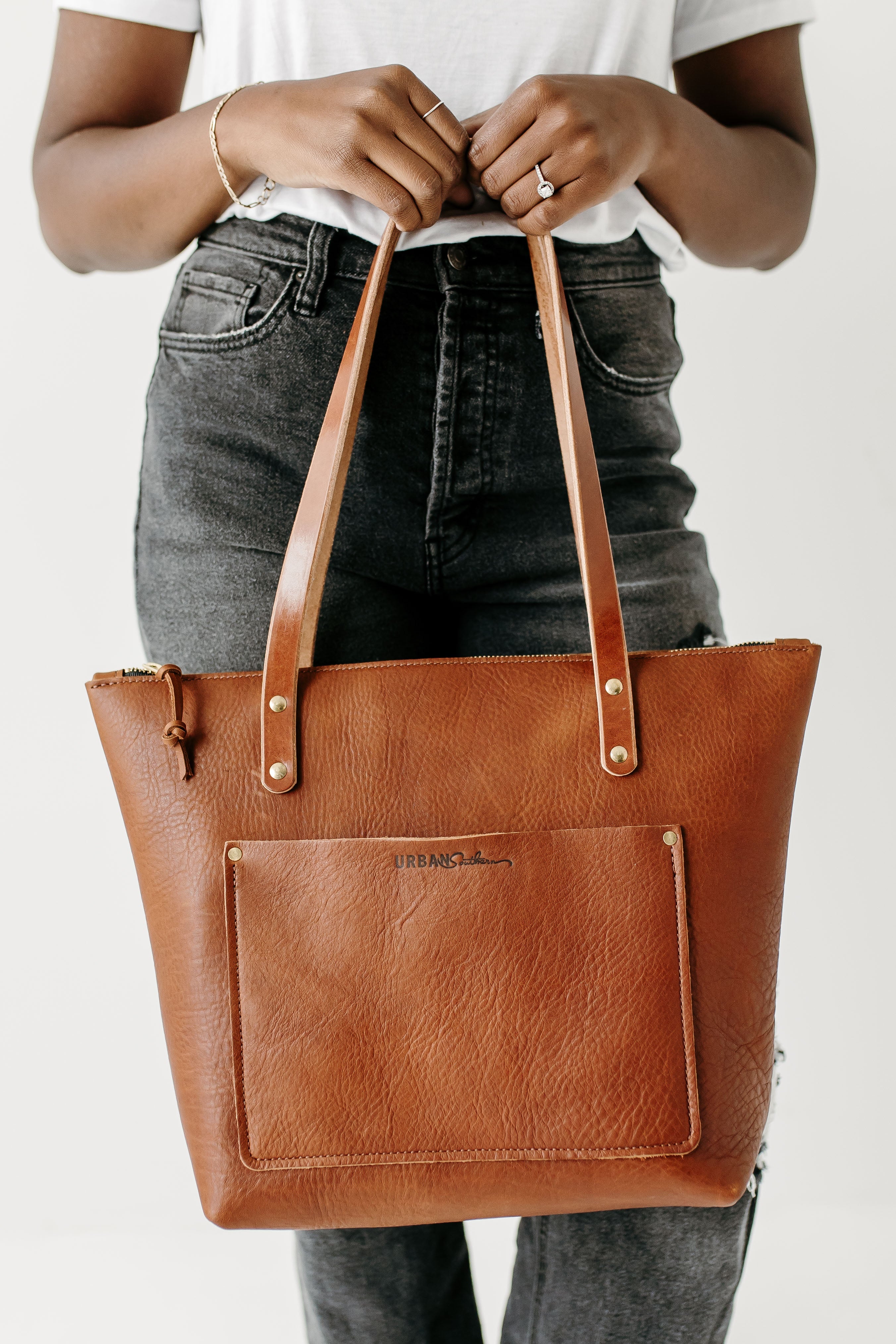 Urban Zipper Leather Tote